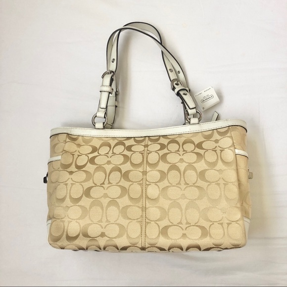 Coach F14281 White/Beige Signature East West Gallery Tote - Picture 2 of 13